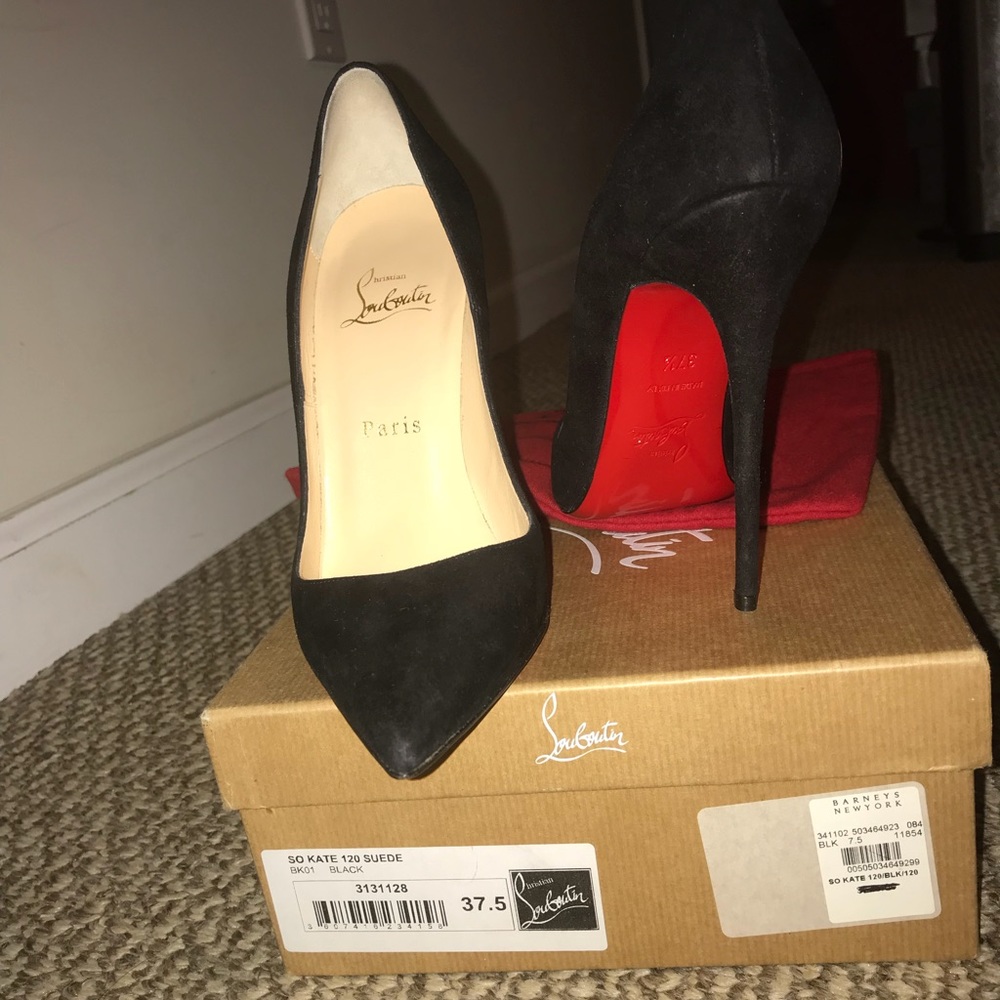 Christian Louboutin So Kate Black Suede. Sz 37.5
